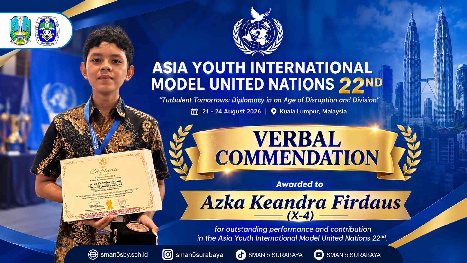 Raih Verbal Commendation di Ajang MUN Internasional