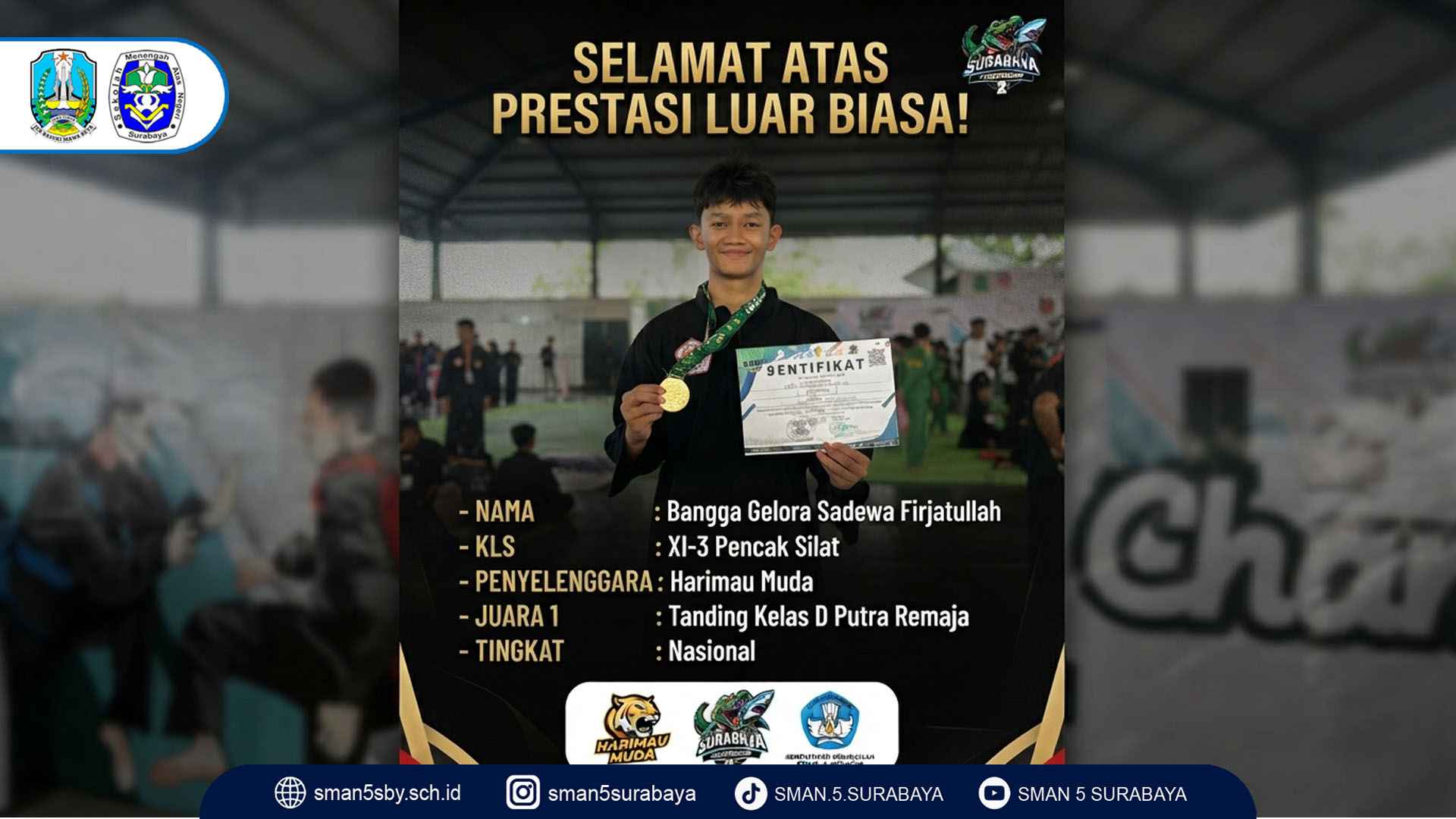 Bangga! Siswa SMA Negeri 5 Surabaya Raih Juara 1 Pencak Silat Tingkat Nasional